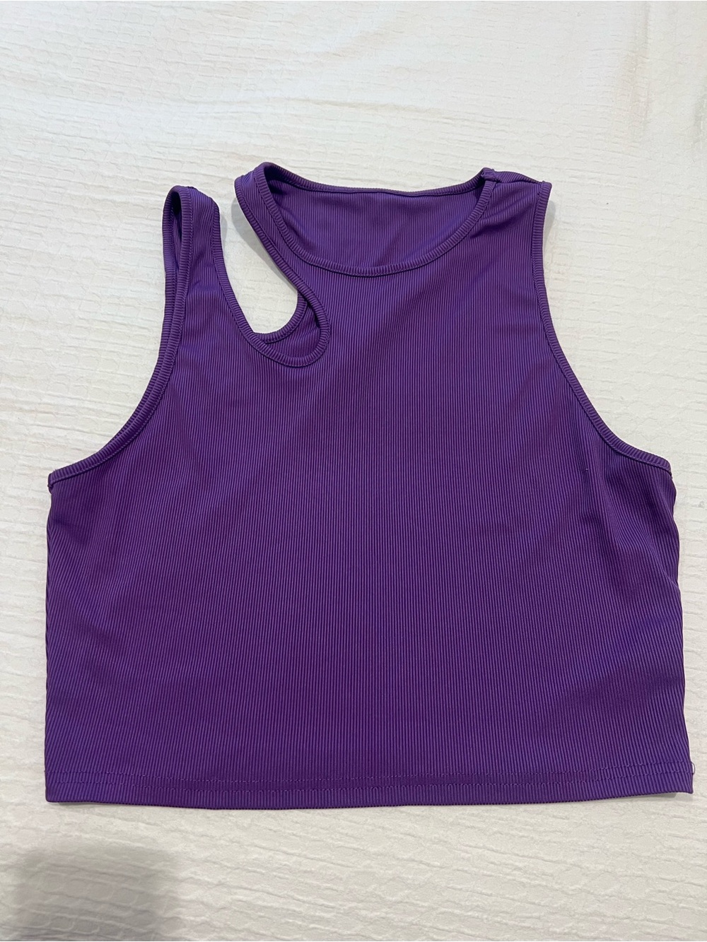 SHEIN Purple Ribbed Cutout Tank Top